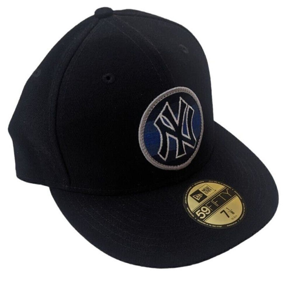 New Era 59 Fifty New York Yankees Fitted Hat Cap Size 7 1/8 Navy Blue